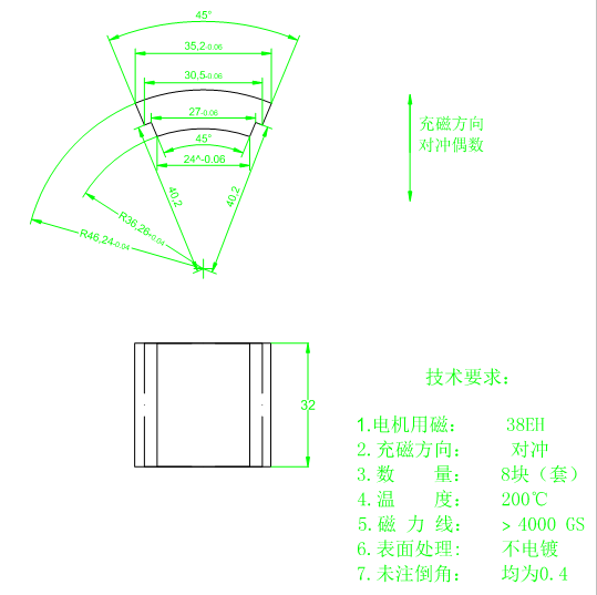 驱动电机用耐高温200度磁瓦片